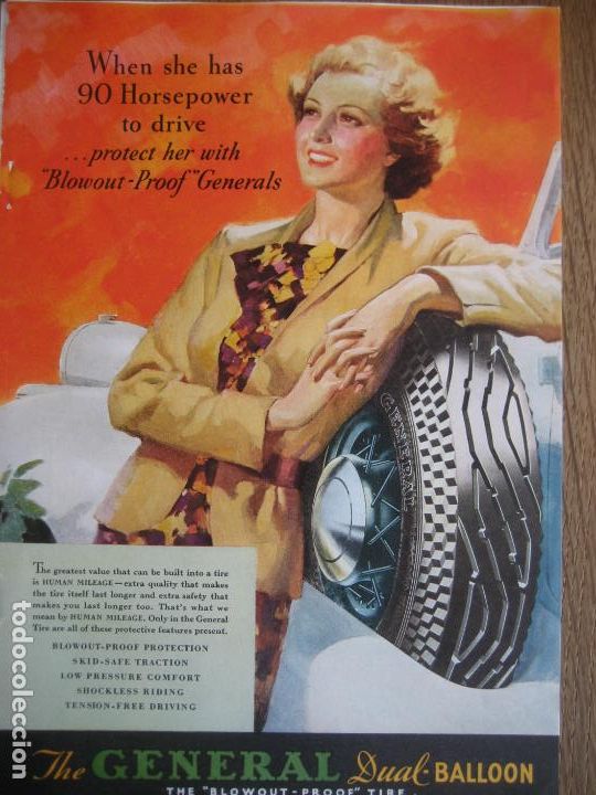 Sammeln von Plakaten: General Tire. Neumaticos. Tires. Anuncio publicitario revista americana. A&ntilde;os 30. 25 x 17 cms