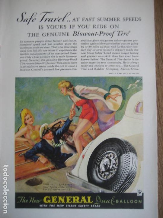 Sammeln von Plakaten: General Tire. Neumaticos. Tires. Anuncio publicitario revista americana. A&ntilde;os 30. 25 x 17 cms