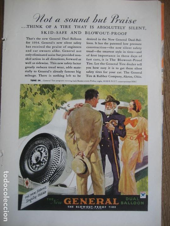 Sammeln von Plakaten: General Tire. Neumaticos. Tires. Anuncio publicitario revista americana. A&ntilde;os 30. 25 x 17 cms