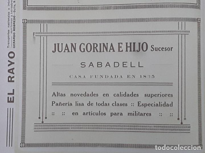 Poster collecting: JUAN GORINA E HIJO SABADELL ALTAS NOVEDADES ESPECIALIDAD ARTICULOS MILITARES HOJA A&Ntilde;O 1926