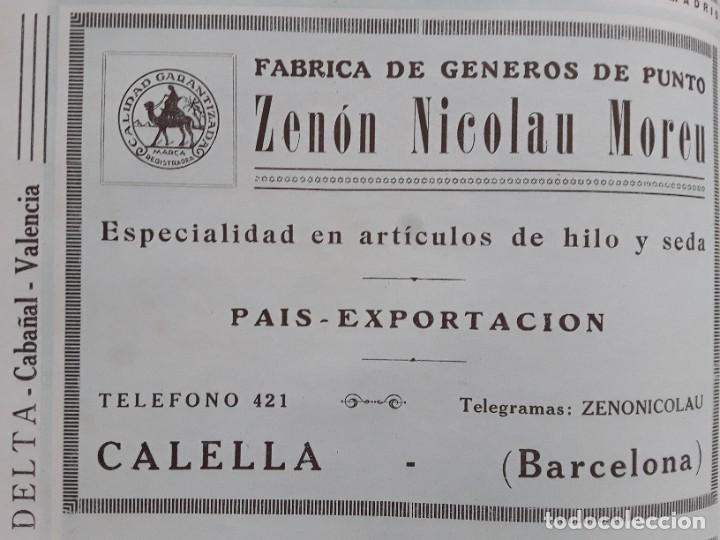 Poster collecting: FABRICA GENEROS DE PUNTO ZENON NICOLAU MOREU CALELLA ARTICULOS HILO SEDA BARCELONA HOJA A&Ntilde;O 1926