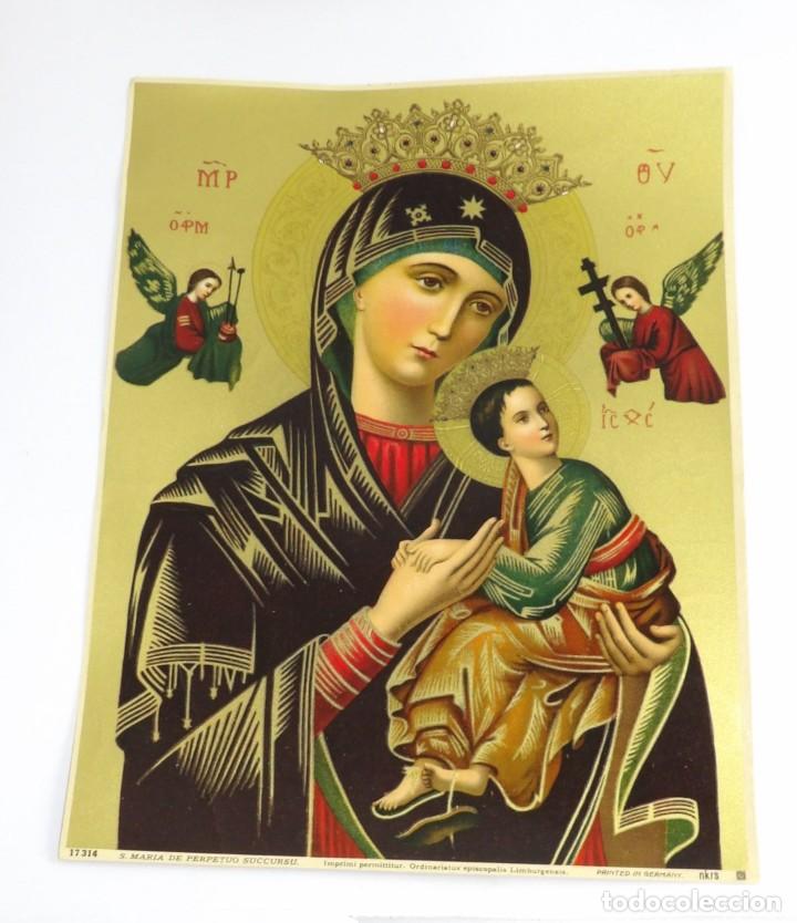 Collectionnisme d'affiches: LAMINA RELIGIOSA DE SANTA MARIA DEL PERPETUO SOCORRO, N. 17314, PRINTED IN GERMANY, MIDE 25 X 18 CMS