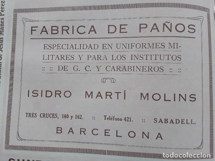 Poster collecting: FABRICA DE PA&Ntilde;OS ISIDRO MARTI MOLINS SABADELL UNIFORMES MILITARES BARCELONA HOJA A&Ntilde;O 1926