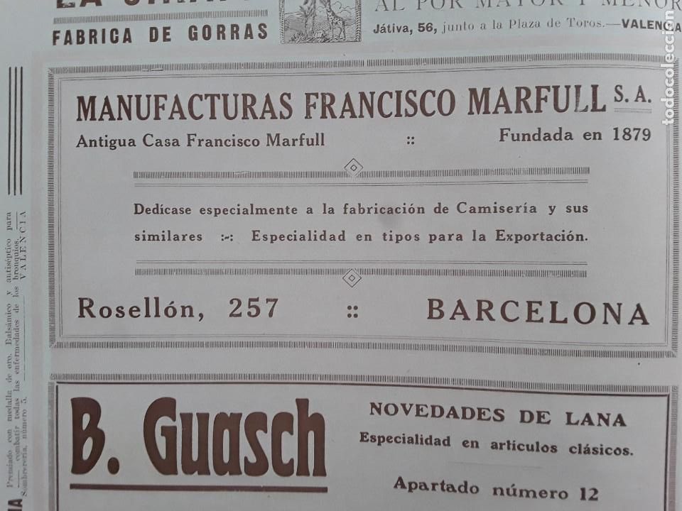 Poster collecting: MANUFACTURAS FRANCISCO MARFULL S.A CAMISERIA CL/ ROSELLON 257 BARCELONA HOJA A&Ntilde;O 1926