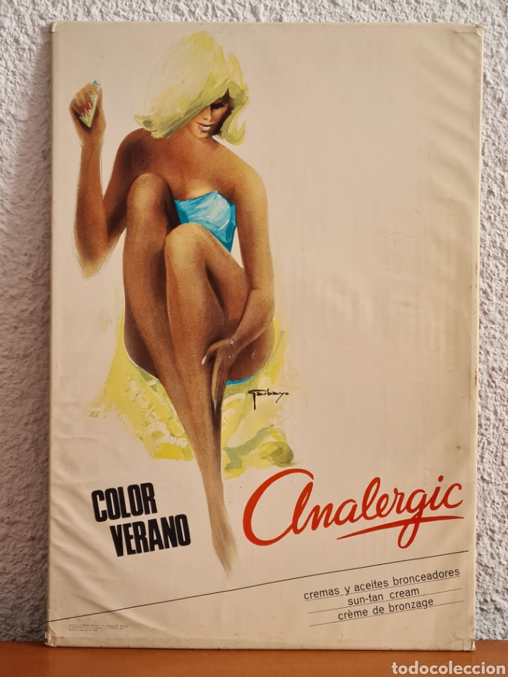 Coleccionismo de carteles: Cartel publicidad Cremas y Aceites Bronceadores Analergic - 1967 - Garbayo - Decoraci&oacute;n Retro