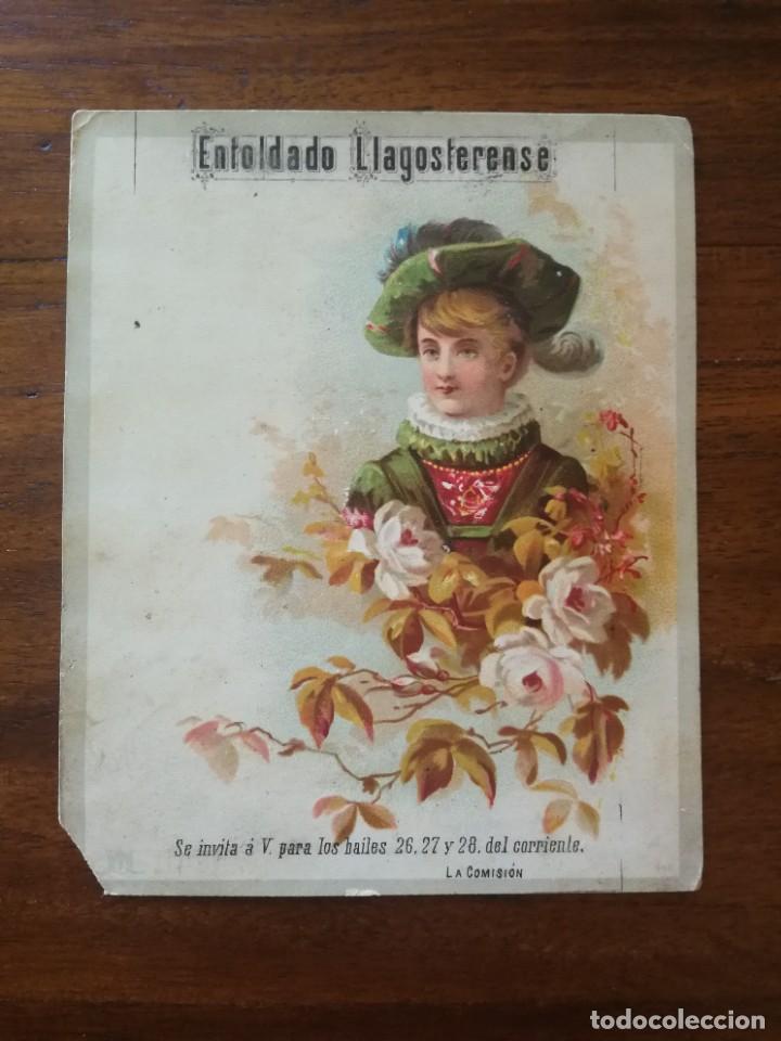 Coleccionismo de carteles: ENTOLDADO LLAGOSTERENSE - INVITACION / PROGRAMA BAILE - Finales Siglo XIX