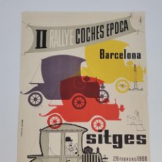 Coleccionismo de carteles: CARTEL II RALLYE COCHES DE EPOCA BARCELONA-SITGES. 28 FEBRERO 1960.