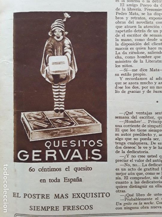 Poster collecting: QUESITOS GERVAIS EL POSTRE MAS EXQUISITO SIEMPRE FRESCOS HOJA A&Ntilde;O 1928