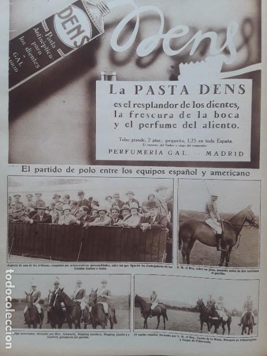 Collezionismo di affissi: PARTIDO DE POLO ENTRE LOS EQUIPOS ESPA&Ntilde;OL Y AMERICANO CONDE MAZA DUQUE PE&Ntilde;ARANDA ALFONSO XIII 1928