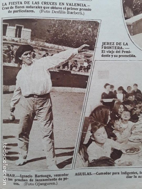 Coleccionismo de carteles: EIBAR IGNACIO BARSUAGA LANZAMIENTO PESOS GUADALAJARA GLOBO CAPITAN PE&Ntilde;ARANDA UZCUDUN HOJA A&Ntilde;O 1928