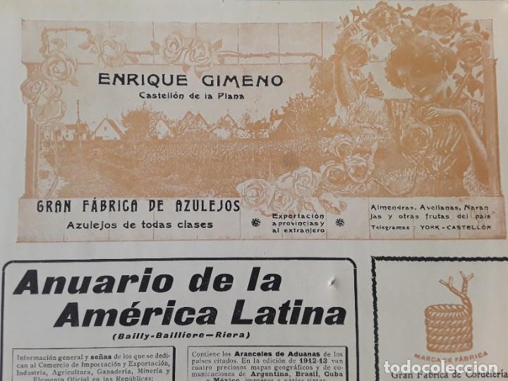 Sammeln von Plakaten: ENRIQUE JIMENO GARN FABRICA DE AZULEJOS CASTELLON DE LA PLANA HOJA A&Ntilde;O 1913