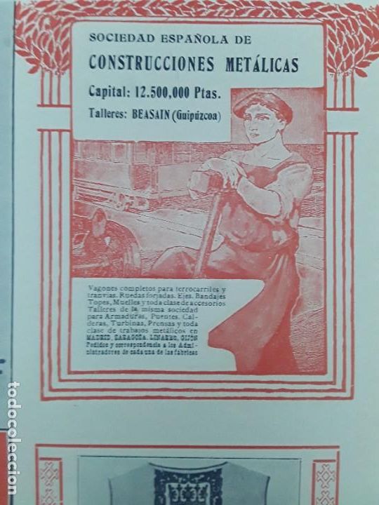 Colecionismo de cartazes: SOCIEDAD ESPA&Ntilde;OLA DE CONSTRUCCIONES METALICAS BEASAIN GUIPUZCOA HOJA 1913