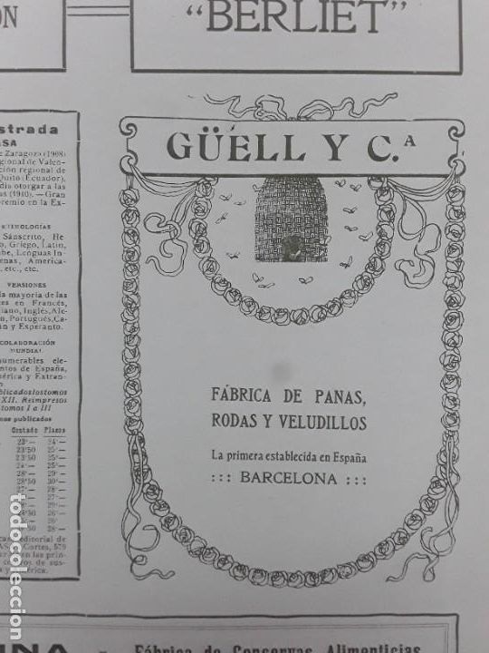 Colecionismo de cartazes: GUELL Y C&ordf; FABRICA DE PANAS ,RODAS Y VELUDILLOS LA PRIMERA ESTABLECIDA EN ESPA&Ntilde;A BARCELONA HOJA 1913