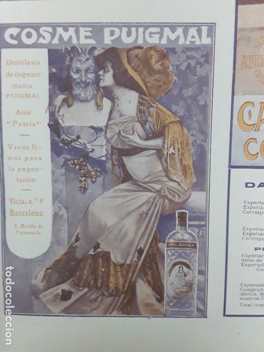 Poster collecting: COSME PUIGMAL DESTILERIA COGNACS ANIS PATRIA VINOS FINOS BARCELONA HOJA 1913
