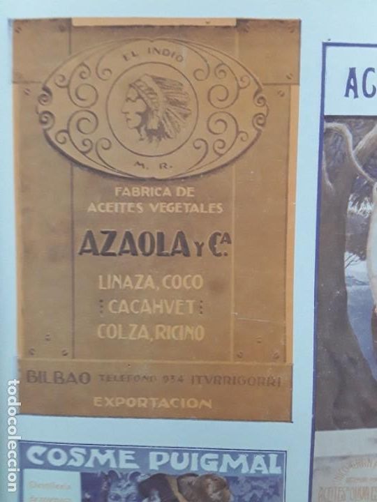 Poster collecting: FABRICA DE ACEITES VEGETALES EL INDIO AZAOLA Y C&ordf; BILBAO LINAZA COCO COLZA RICINO HOJA 1913
