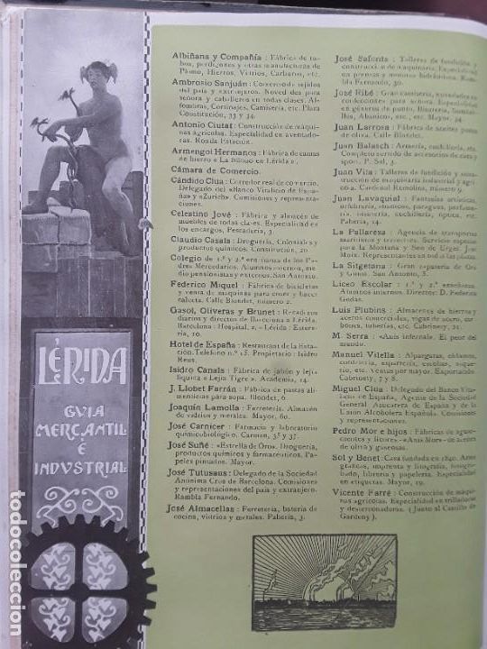 Coleccionismo de carteles: GUIA MERCANTIL E INDUSTRIAL LERIDA PRINCIPALES EMPRESAS Y NEGOCIOS HOJA A&Ntilde;O 1913