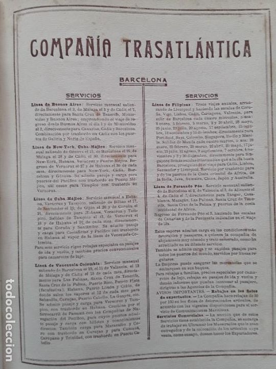 Coleccionismo de carteles: COMPA&Ntilde;IA TRASATLANTICA BARCELONA LINEAS MARITIMAS BARCELONA 1913