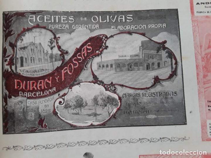 Colecionismo de cartazes: DURAN Y FOSSAS ACEITE DE OLIVAS BARCELONA MARCAS DURAN Y FONTANILLA HOJA A&Ntilde;O 1913