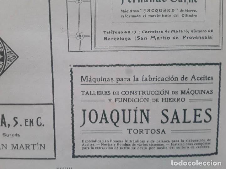 Coleccionismo de carteles: MAQUINAS PARA LA FABRICACION DE ACEITES JOAQUIN SALES TORTOSA FUNDICION HIERRO HOJA A&Ntilde;O 1913