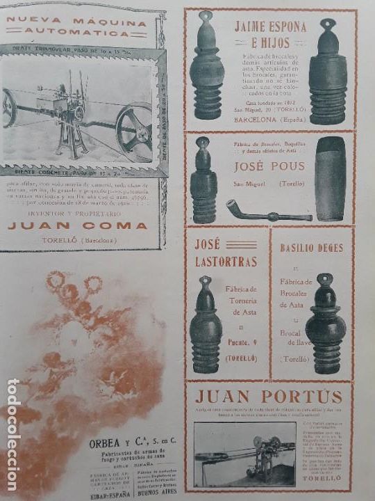 Collezionismo di affissi: EMPRESAS TORELLO JAIME ESPONA,JOSE POUS,JOSE LASTORTRAS,BASILIO DEGES ,JUAN PORTUS ,JUAN COMA 1913
