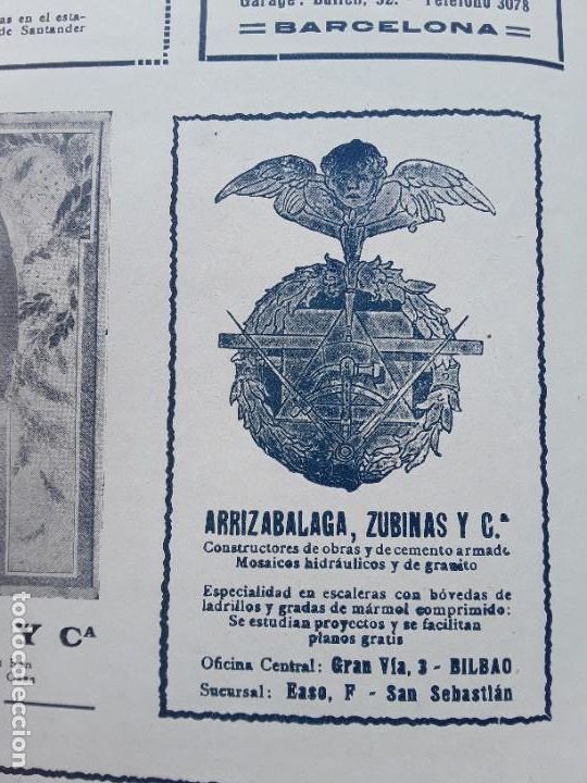 Colecionismo de cartazes: ARRIZABALAGA,ZUBINAS Y C&ordf; MOSAICOS HIDRAULICOS BILBAO HOJA A&Ntilde;O 1913