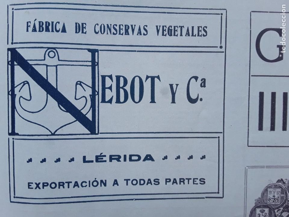 Poster collecting: FABRICA DE CONSERVAS VEGETALES NEBOT Y C&ordf; LERIDA HOJA A&Ntilde;O 1913