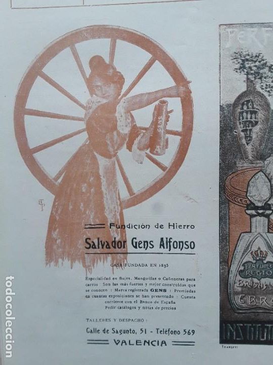 Collezionismo di affissi: FUNDICION DE HIERRO SALVADOR GENS ALFONSO VALENCIA HOJA A&Ntilde;O 1913