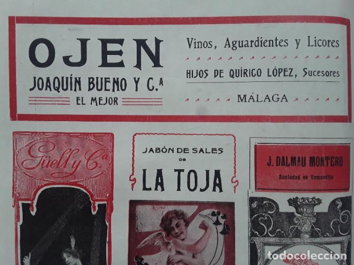 Collezionismo di affissi: OJEN JOAQUIN BUENO Y C&ordf; VINOS AGUARDIENTES LICORES HIJOS QUIRICO LOPEZ SUCESORES MALAGA A&Ntilde;O 1913