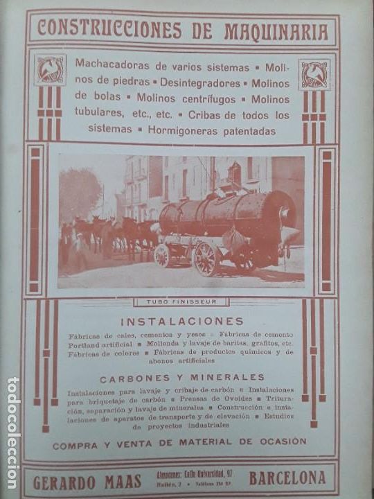 Collectionnisme d'affiches: CONSTRUCCIONES DE MAQUINARIA GERARDO MAAS BARCELONA HOJA REVISTA A&Ntilde;O 1919