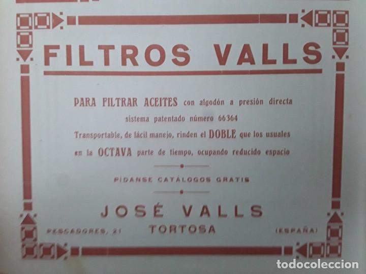 Collezionismo di affissi: FILTROS VALLS FILTRAR ACEITES SISTEMA PATENTADO JOSE VALLS TORTOSA HOJA REVISTA A&Ntilde;O 1919