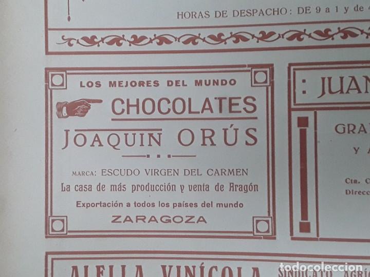 Coleccionismo de carteles: CHOCOLATES JOAQUIN ORUS MARCA ESCUDO VIRGEN DEL CARMEN ZARAGOZA HOJA A&Ntilde;O 1919