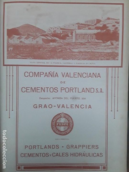 Collezionismo di affissi: COMPA&Ntilde;IA VALENCIANA DE CEMENTOS PORTLAND GRAO VALENCIA CALES HIDRAULICAS HOJA A&Ntilde;O 1919