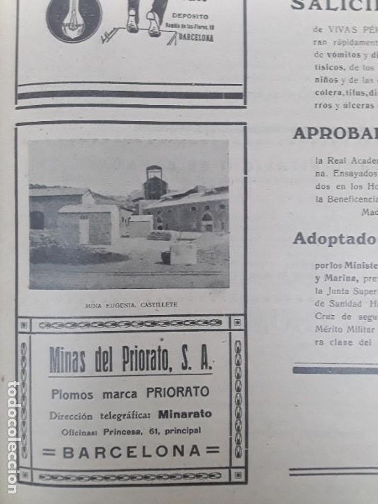 Collectionnisme d'affiches: MINAS PRIORATO S.A. PLOMOS MARCA PRIORATO BARCELONA MINA EUGENIA CASTILLETE HOJA A&Ntilde;O 1919