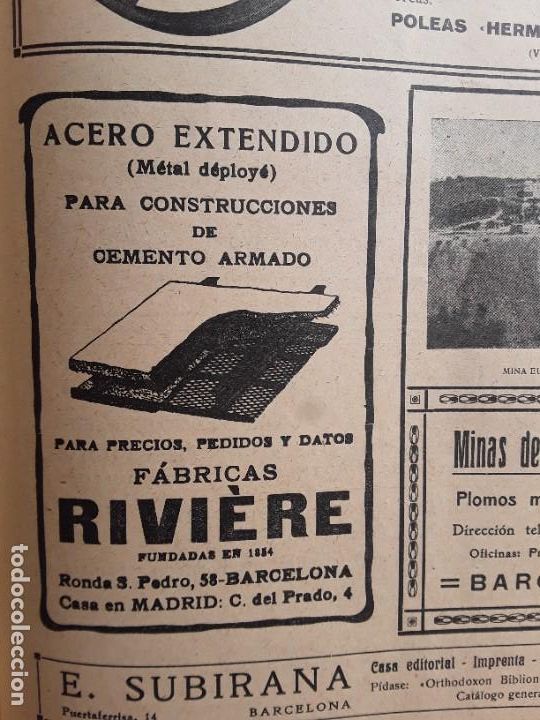 Colecionismo de cartazes: FABRICAS RIVIERE BARCELONA ACERO EXTENDIDO PARA CONSTRUCCIONES CEMENTO ARMADO HOJA A&Ntilde;O 1919