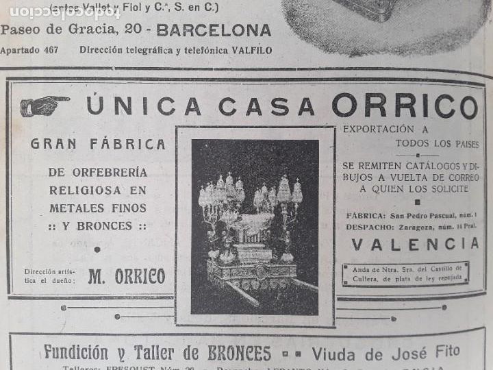 Collectionnisme d'affiches: GRAN FABRICA ORFEBRERIA RELIGIOSA CASA M.ORRICO VALENCIA HOJA A&Ntilde;O 1919