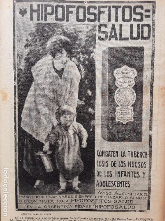 Colecionismo de cartazes: HIPOFOSFITOS SALUD HIPOFOSALUD JARABE RECONSTITUYENTE TISIS ANEMIA INAPETENCIA HOJA A&Ntilde;O 1919