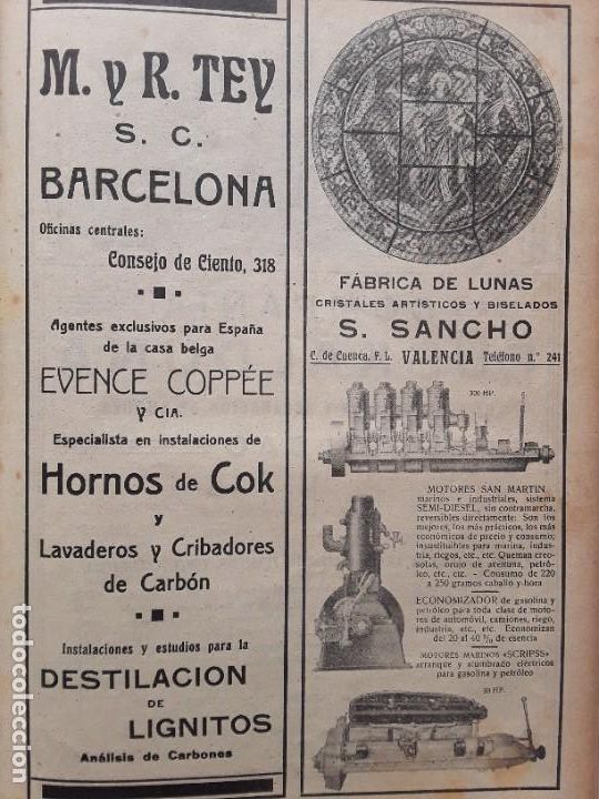 Colecionismo de cartazes: FABRICA DE LUNAS CRISTALES ARTISTICOS Y BISELADOS S.SANCHO VALENCIA HOJA A&Ntilde;O 1919