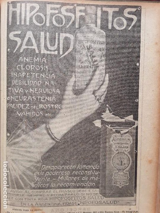 Colecionismo de cartazes: HIPOFOSFITOS SALUD HIPOFOSALUD JARABE RECONSTITUYENTE DEBILIDAD ANEMIA INAPETENCIA HOJA A&Ntilde;O 1919