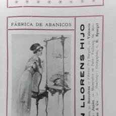 Coleccionismo de carteles: FABRICA DE ABANICOS JAPONESES Y ESPAÑOLES JUAN LLORENS HIJO BARCELONA HOJA AÑO 1913. Lote 363170840
