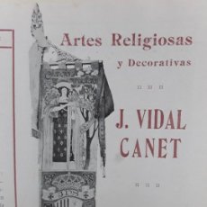Coleccionismo de carteles: ARTES RELIGIOSAS Y DECORATIVAS J.VIDAL CANET BARCELONA HOJA AÑO 1913. Lote 363170935