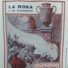 Coleccionismo de carteles: GRAN FABRICA MAYOLICA AZULEJOS LA ROSA J.B.CABEDO MANISES Y VALENICA HOJA AÑO 1913. Lote 363171365