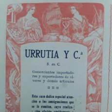 Coleccionismo de carteles: URRUTIA Y Cª EXPORTADORES VIVERES COMERCIANTES CAIBARIEN ISLA DE CUBA HOJA AÑO 1913. Lote 363173000