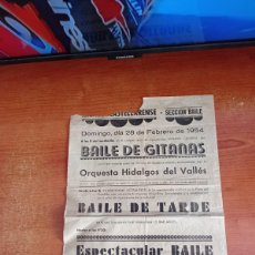 Coleccionismo de carteles: CARTEL ATENEU CASTELLARENSE 1954. ACTOS BAILE DE GITANAS, BAILE TARDE.. Lote 365071506