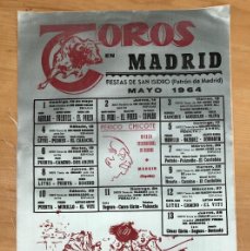Coleccionismo de carteles: CARTEL SEDA TOROS EN MADRID. FIESTAS SAN ISIDRO 1964. Lote 365834591