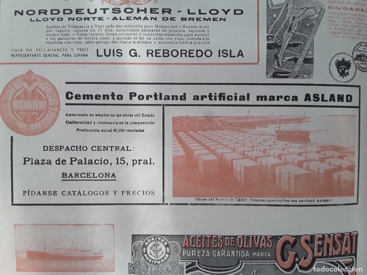 Sammeln von Plakaten: CEMENTO PORTLAND ARTIFICIAL MARCA ASLAND BARCELONA OBRAS PUERTO CADIZ HOJA A&Ntilde;O 1913
