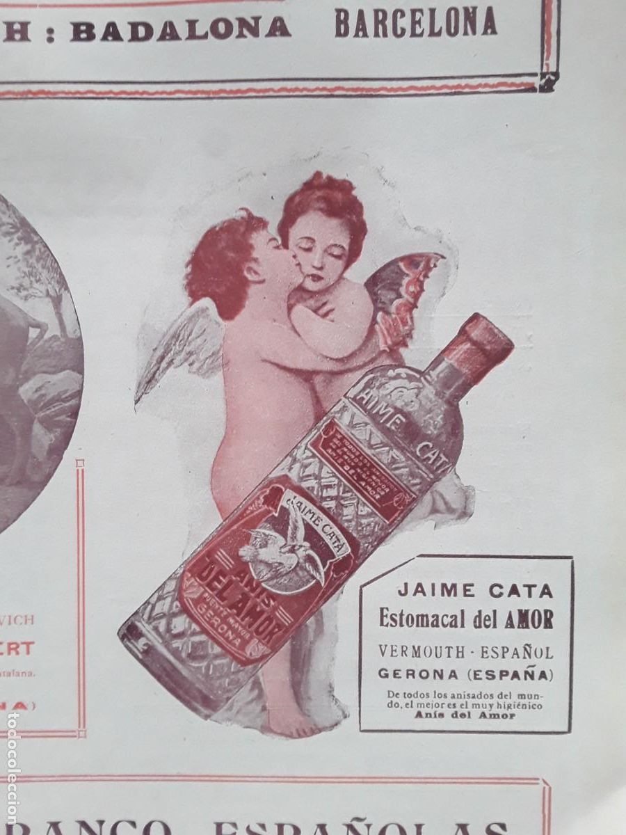 Poster collecting: ANIS DEL AMOR JAIME CATA GERONA ESTOMACAL DEL AMOR HOJA A&Ntilde;O 1913