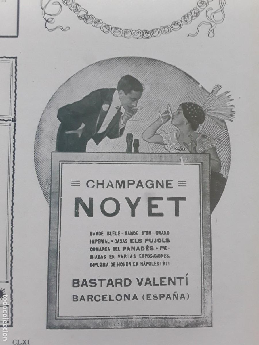 Poster collecting: CHAMPAGNE NOYET BLANDE BLEUE BANDE D'OR GRAND IMPERIAL BASTARD VALENTI ELS PUJOLS HOJA A&Ntilde;O 1913