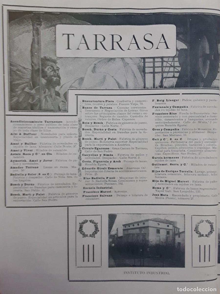 Poster collecting: LAS GRANDES FABRICAS PA&Ntilde;OS Y NOVEDADES DE TARRASA TERRASSA NEGOCIOS EMPRESAS 2 HOJAS A&Ntilde;O 1913