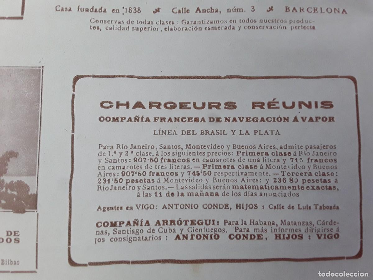 Collectionnisme d'affiches: CHARGEURS REUNIS COMPA&Ntilde;IA FRANCESA NAVEGACION VAPOR VIGO ANTONIO CONDE HOJA A&Ntilde;O 1913