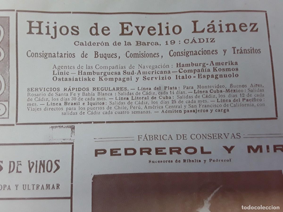 Collectionnisme d'affiches: CONSIGNATARIO BUQUES COMPA&Ntilde;IA NAVEGACION HIJOS EVELIO LAINEZ CADIZ HOJA A&Ntilde;O 1913